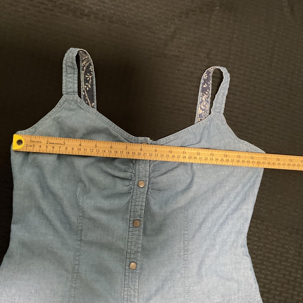 Tommy Hilfiger Dress Womens 12 Blue Chambray Button Front A-Line Sundress Summer - Picture 6 of 7